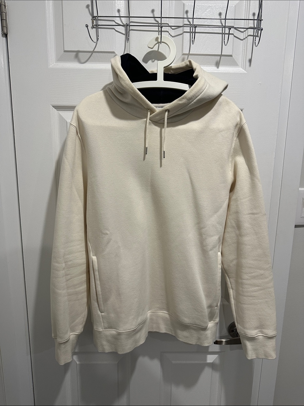 Men's Cream Pullover Hoodie with Drawstring